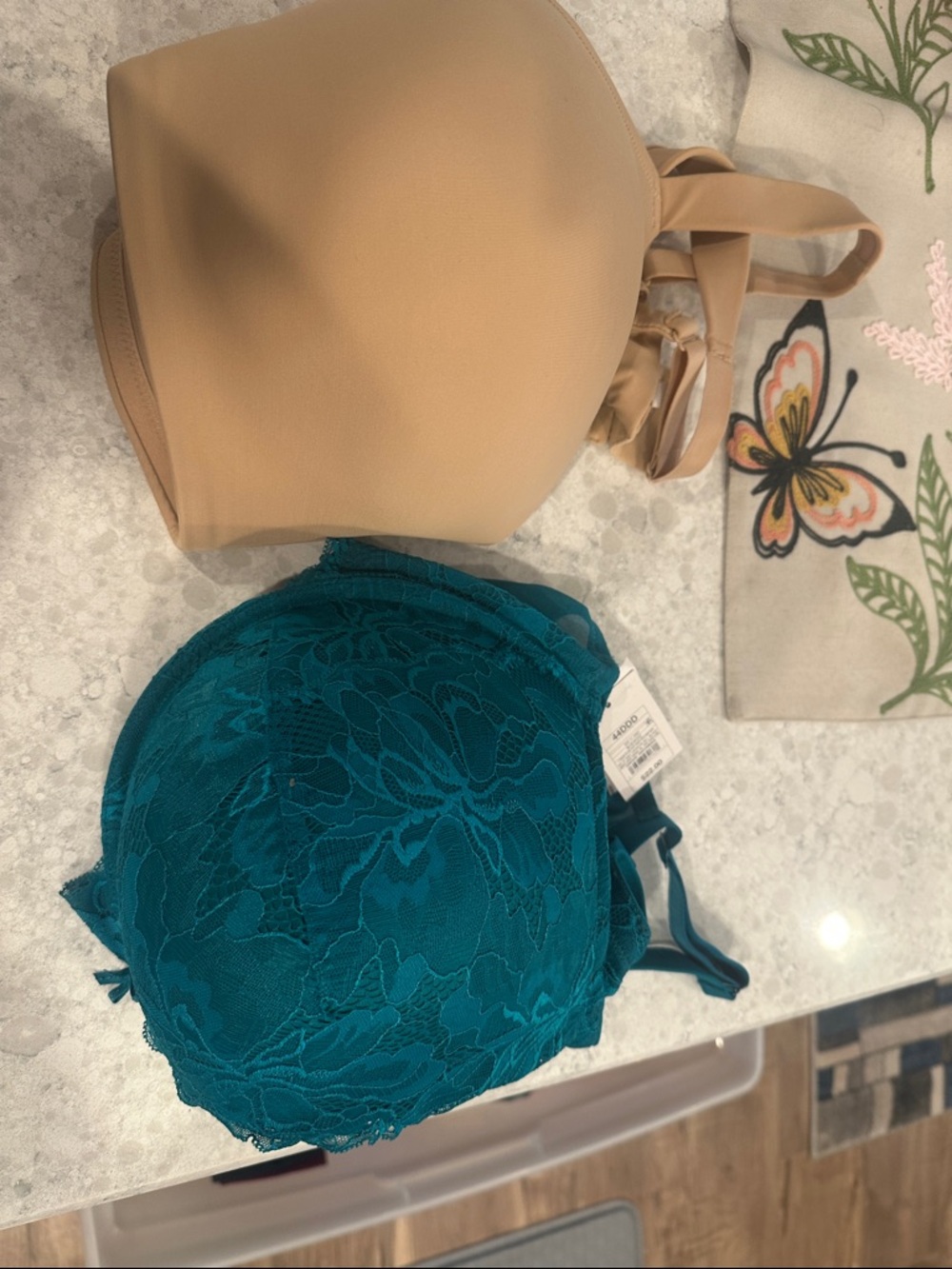 Auden Teal Lace Push-Up Bra with Nude Smooth T-Shirt Bra